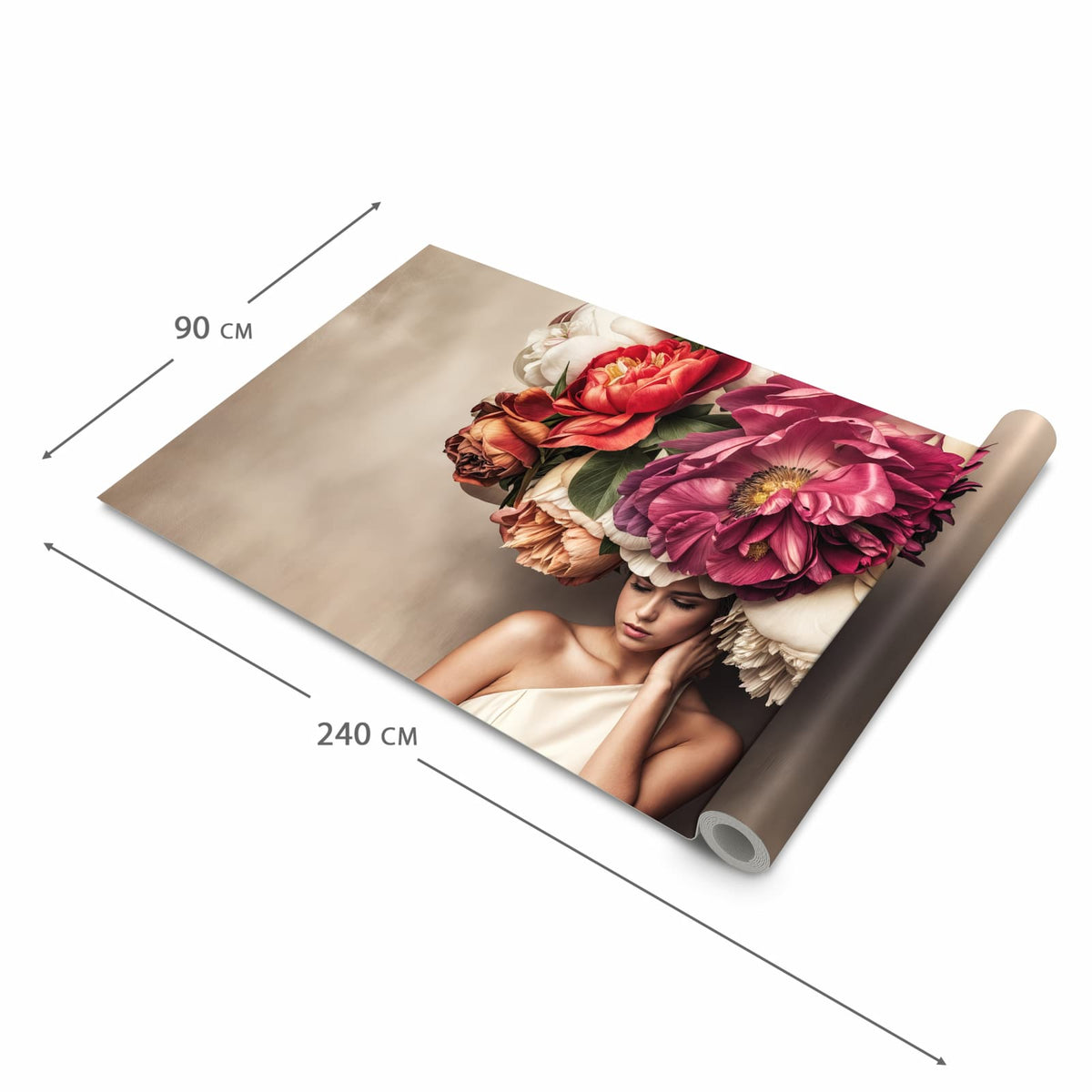 Hygienischer moderner Küchenläufer mit Motiv Blumenhut Portrait in der Grösse 80x200 cm