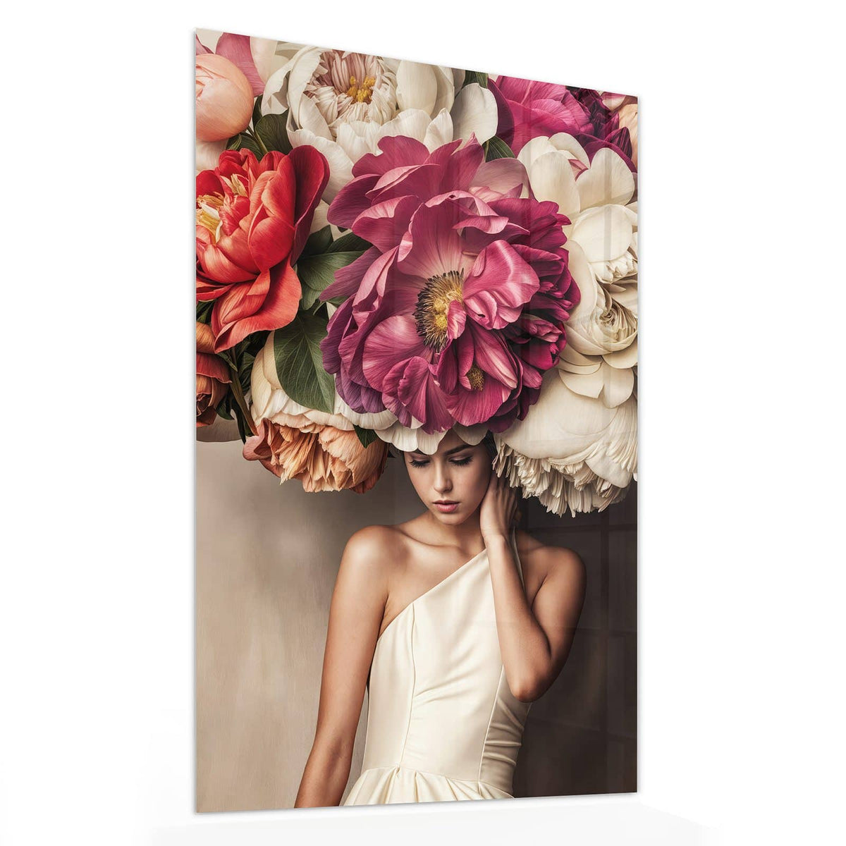 11 Größen – von 30 × 60 bis 60 × 150 cm – Wandbild - Frau mit Blumenhut - Hochformat