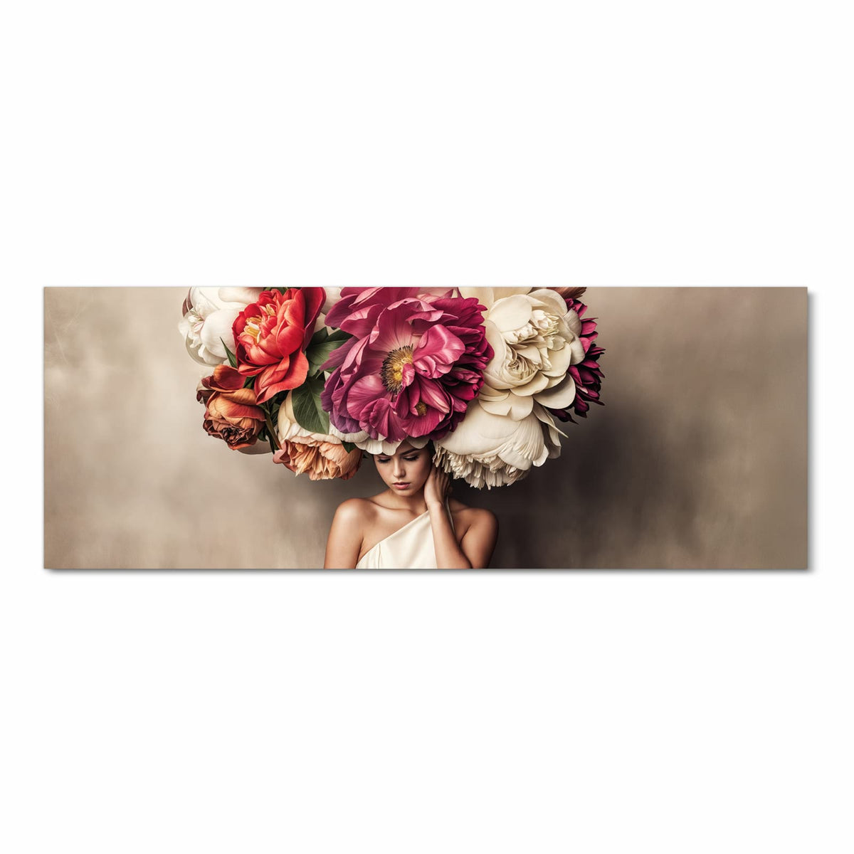 Fleckenresistenter Küchenteppich mit Motiv Blumenhut Portrait in Frontansicht für die Küche