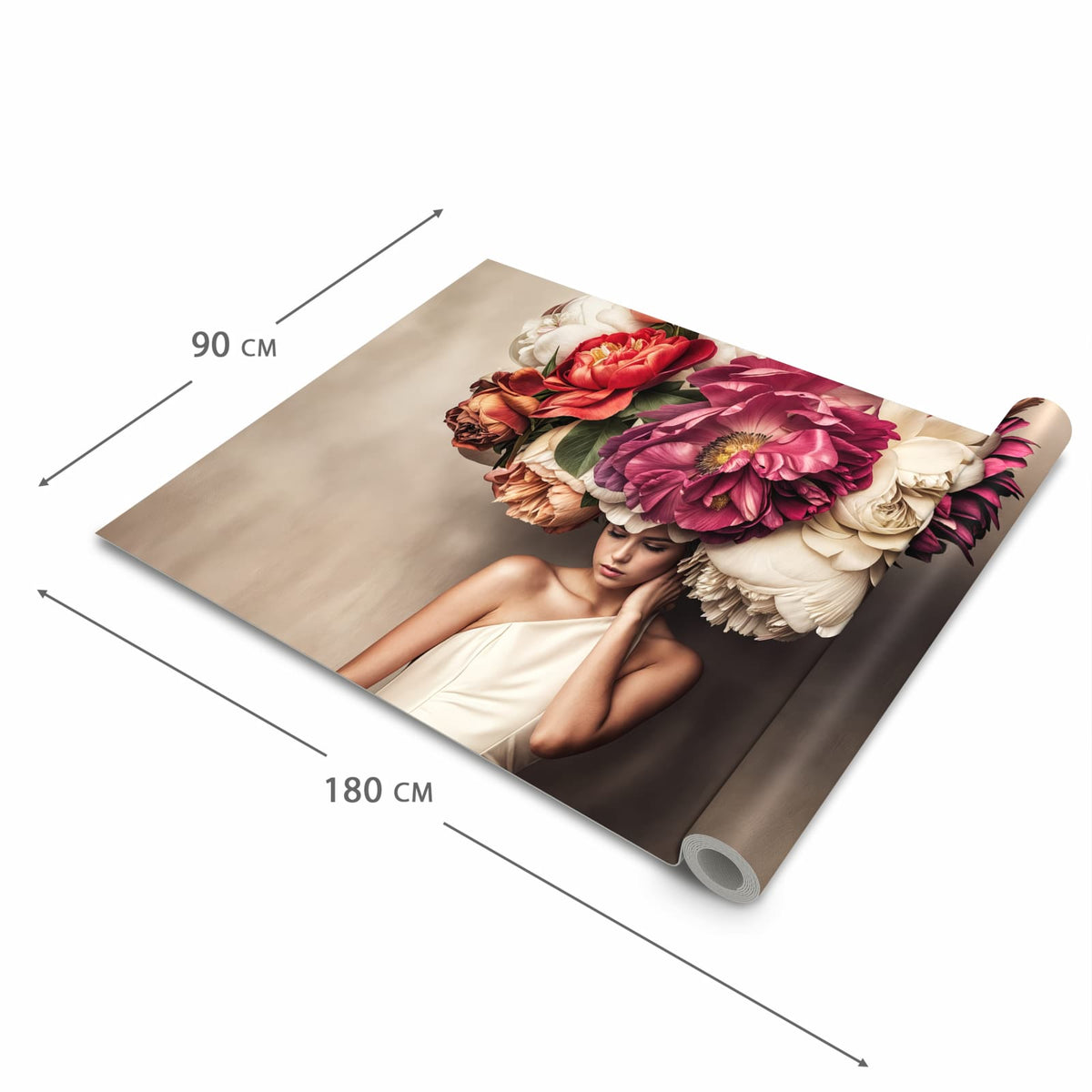 Waschbarer Küchenläufer mit Motiv Blumenhut Portrait in der Grösse 80x200 cm für angenehme Haptik
