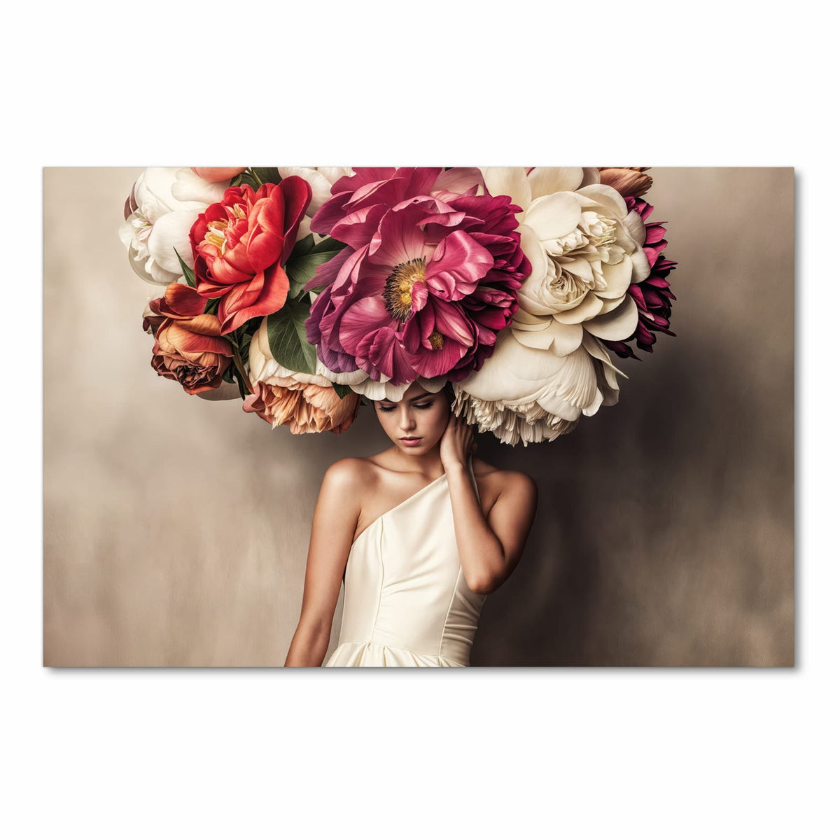 Abriebfester Küchenteppich mit Motiv Blumenhut Portrait in Frontansicht