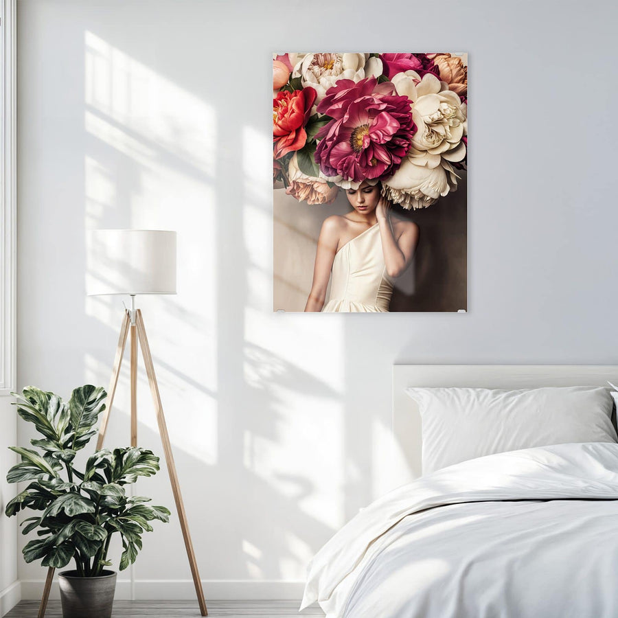 Maße Wandbild - Frau mit Blumenhut - Hochformat