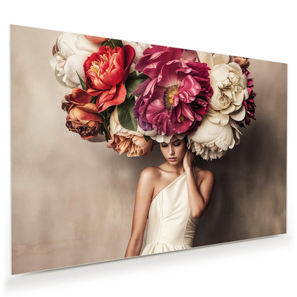 Wandbild mit dem Motiv Frau mit Blumenhut