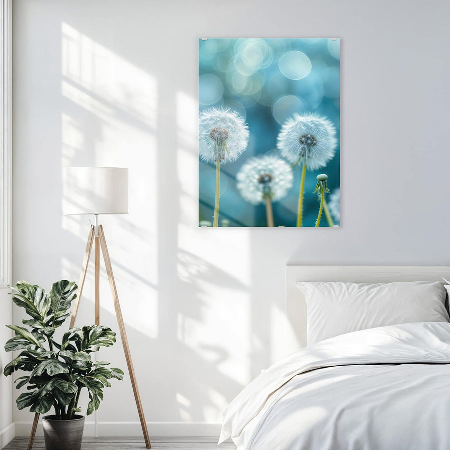 Maße Wandbild - Pusteblumen in Türkis - Hochformat
