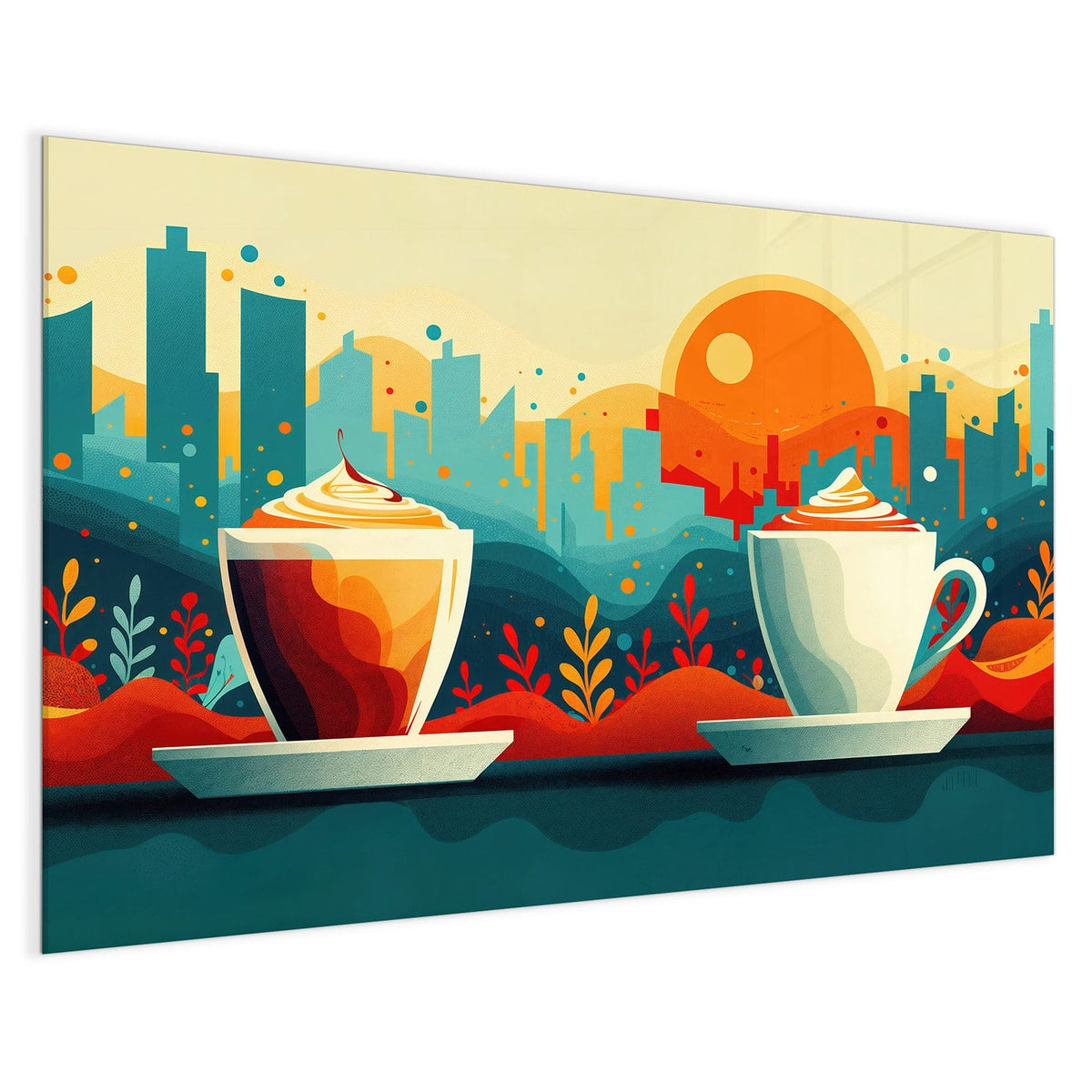 4 mm Glas statt lackiertem Blech – Magnettafel - Kaffee mit Stadtblick