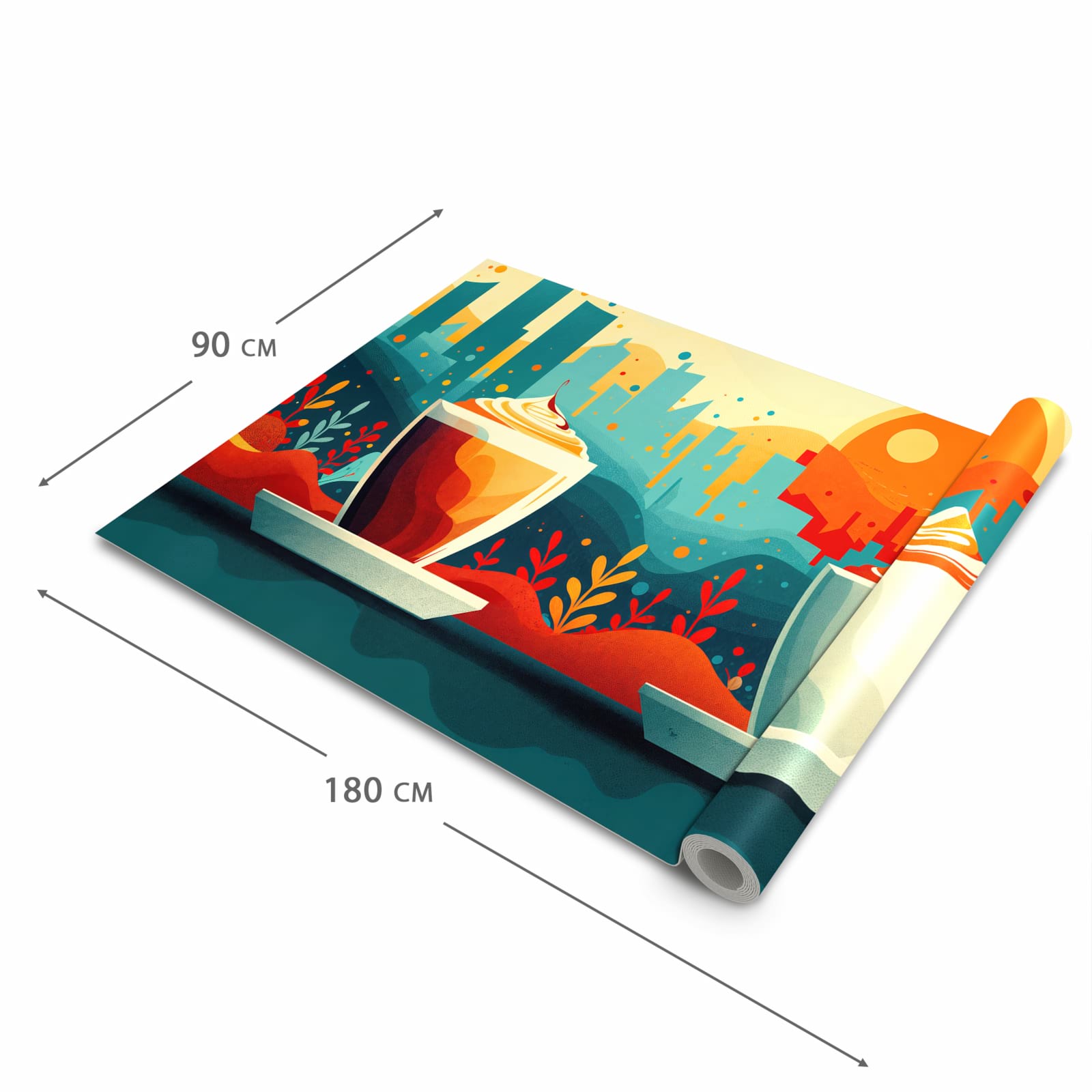 Strapazierfähiger waschbarer Teppich mit Motiv Kaffee Am Abend in der Grösse 60x90 cm