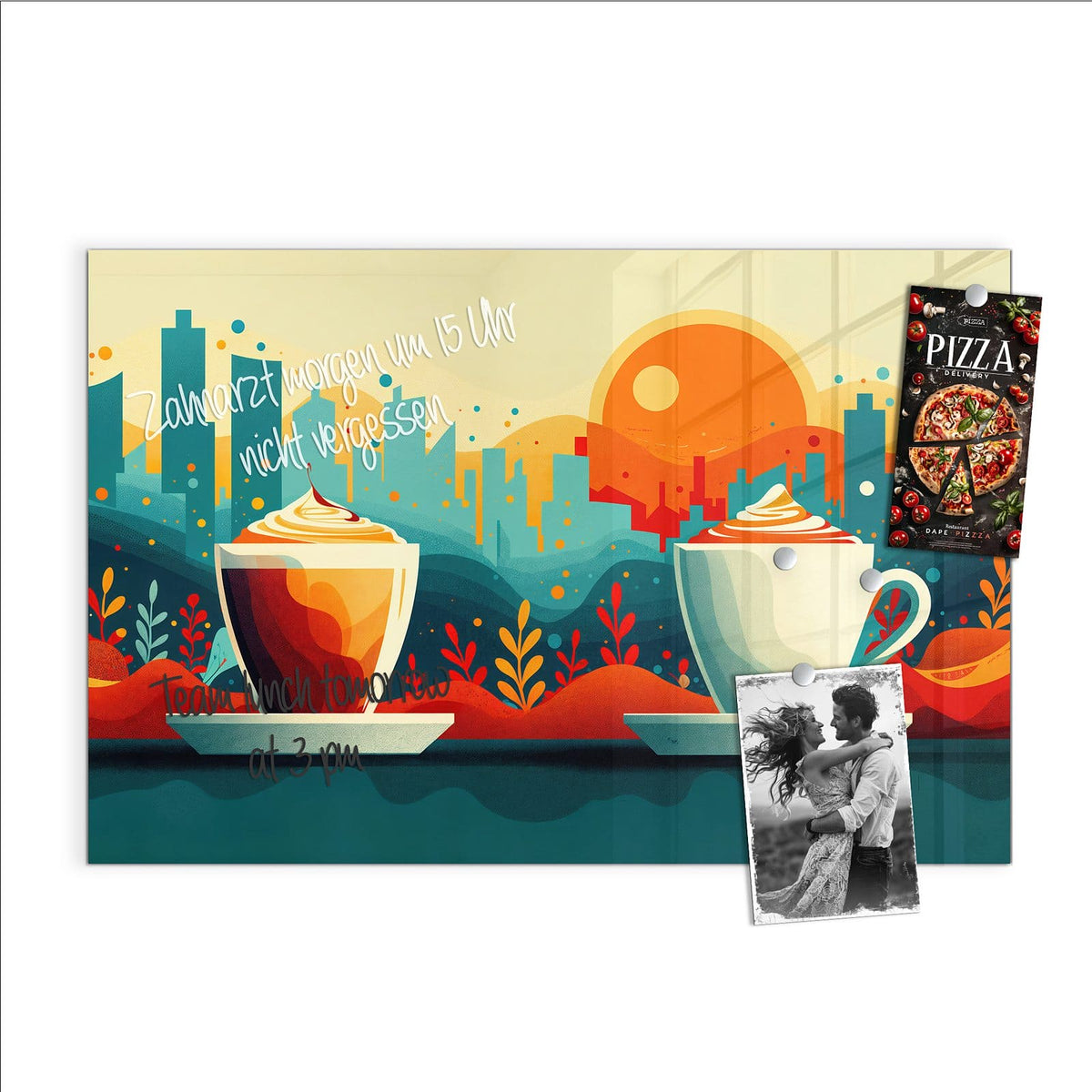Beschreiben, abwischen, anheften – Magnettafel - Kaffee mit Stadtblick