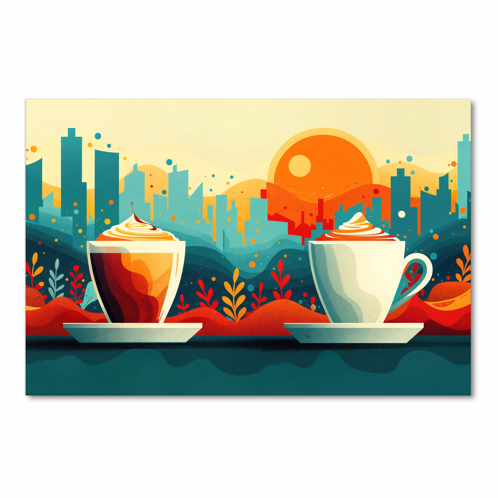 Geruchsneutraler waschbarer Küchenteppich mit Motiv Kaffee Am Abend in Frontansicht