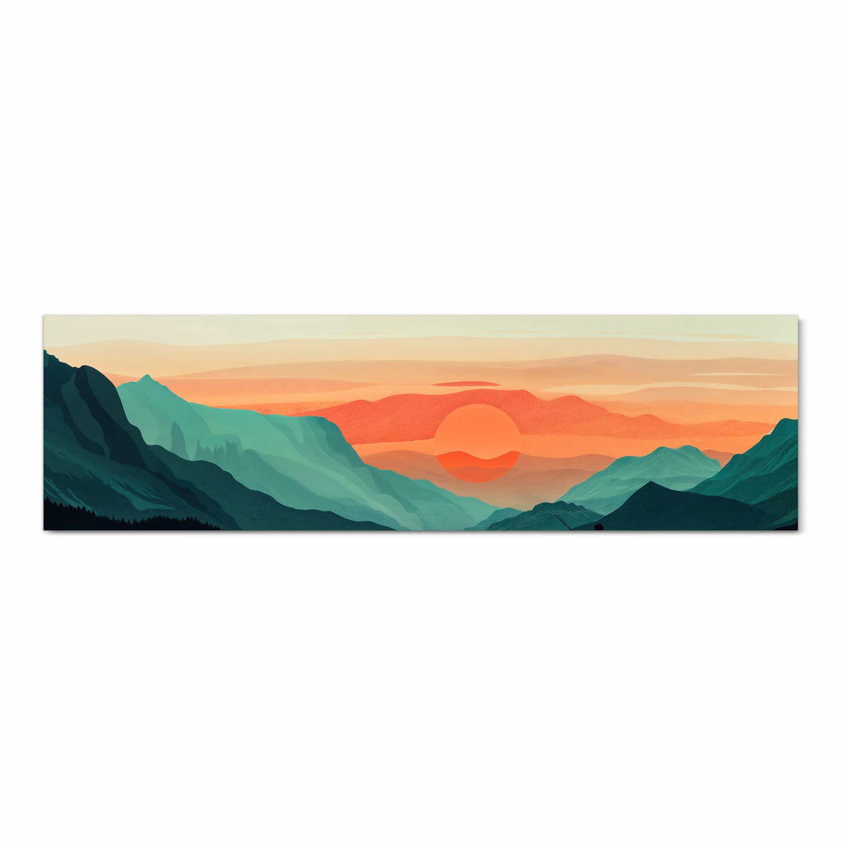 Waschbarer Teppich für Esstisch mit Motiv Sonnenuntergang Paddler in Frontansicht sicher aufbewahrt