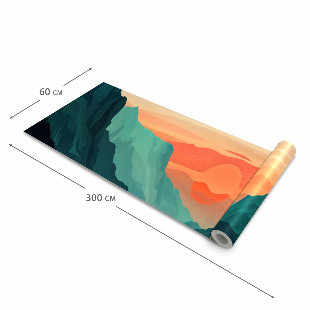 Formstabiler Küchenteppich mit Motiv Sonnenuntergang Paddler in der Grösse 60x90 cm