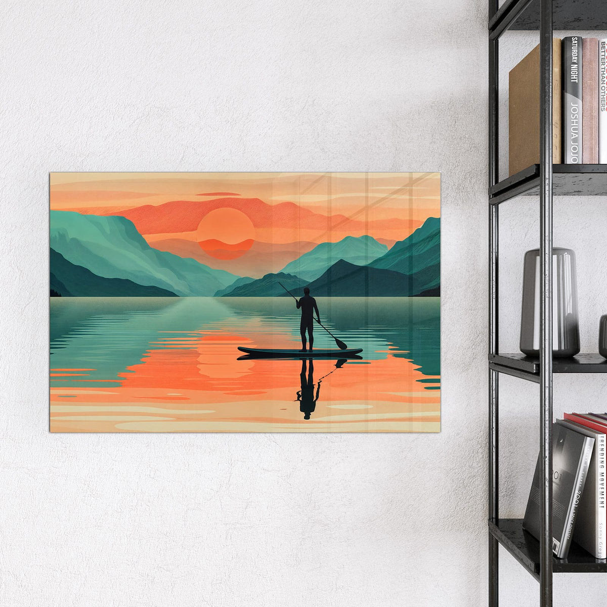 9 Größen – von 30 × 30 bis 120 × 90 cm – Magnettafel - Paddler im Abendrot