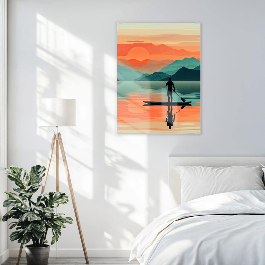 Maße Wandbild - Paddler im Abendrot - Hochformat