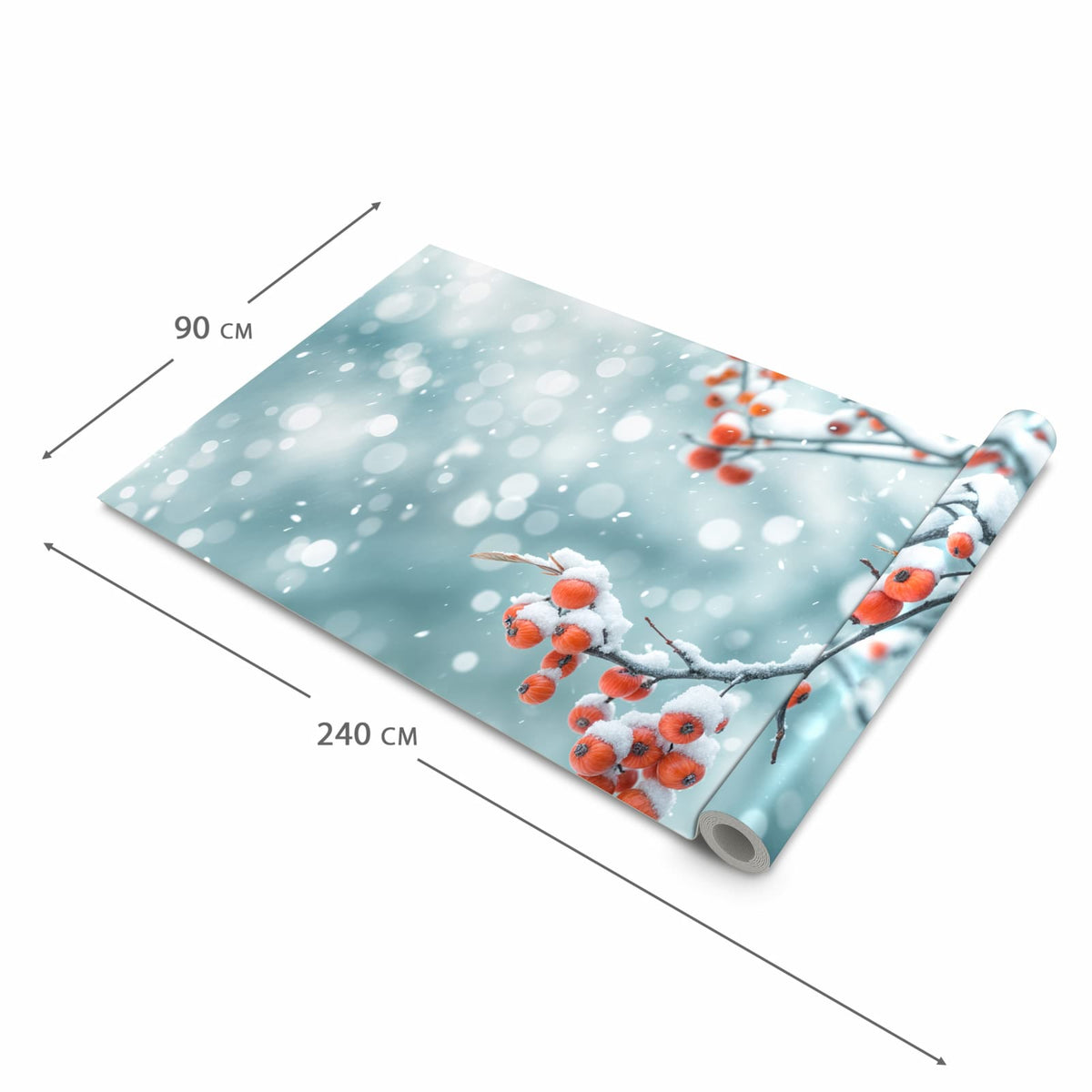 Rutschfester Küchenteppich mit Motiv Beeren im Schnee in der Grösse 60x90 cm