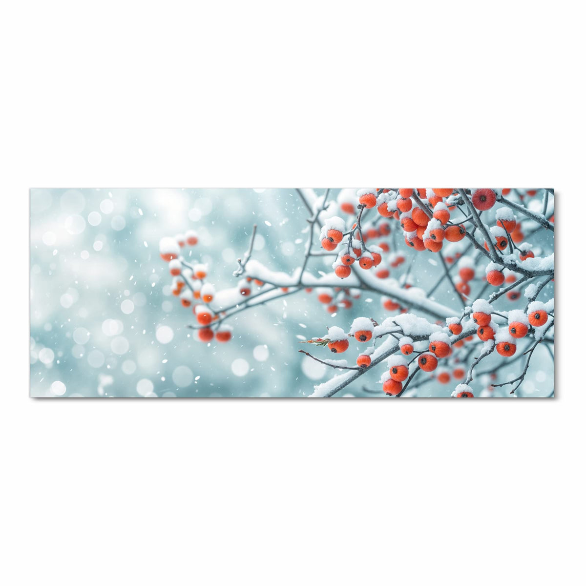 Zeitsparender Küchenteppich mit Motiv Beeren im Schnee in Frontansicht für die Küche