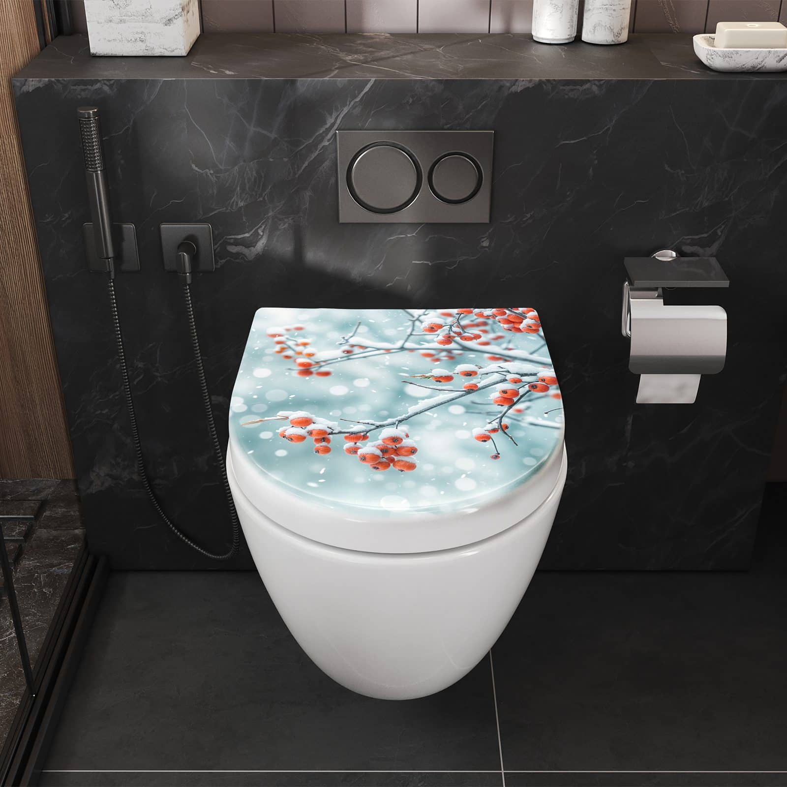 WC-Sitz mit Absenkautomatik Beeren im Schnee
