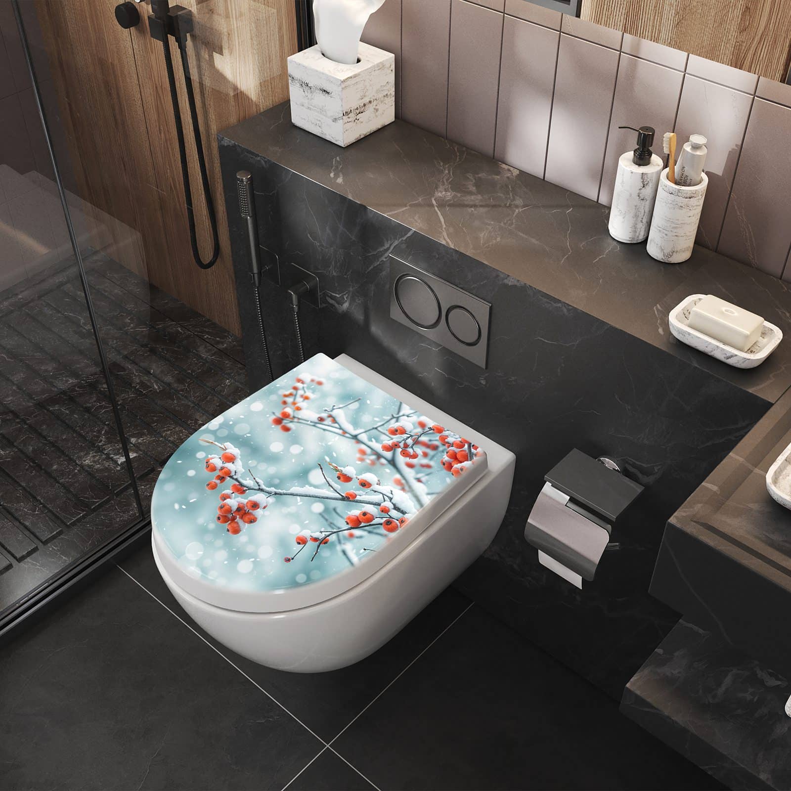 WC-Sitz mit Absenkautomatik Beeren im Schnee
