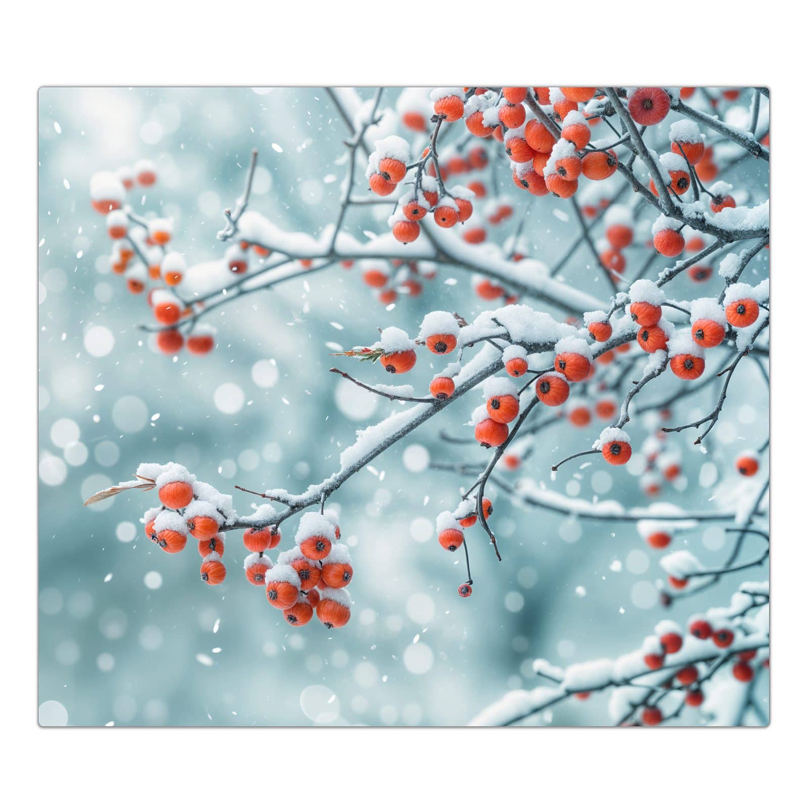 1-teilige Glasplatte für Herd mit Beeren im Schnee-Motiv in der Frontansicht #grösse_1-Teilig (60x52cm)