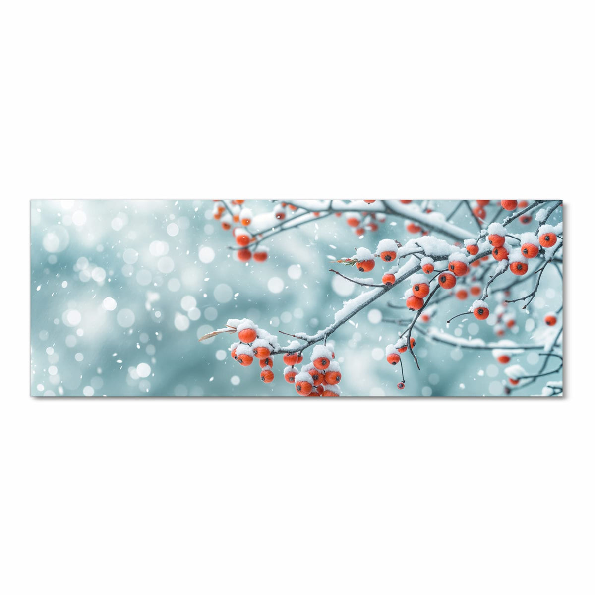 Waschbarer Küchenläufer mit Motiv Beeren im Schnee in Frontansicht