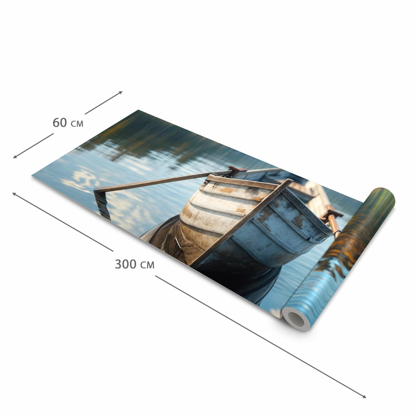 Rutschfester Küchenteppich mit Motiv Boot auf See in der Grösse 60x300 cm spart Zeit