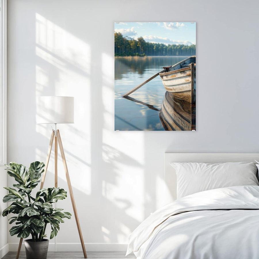 Maße Wandbild - Ruderboot am Waldsee - Hochformat