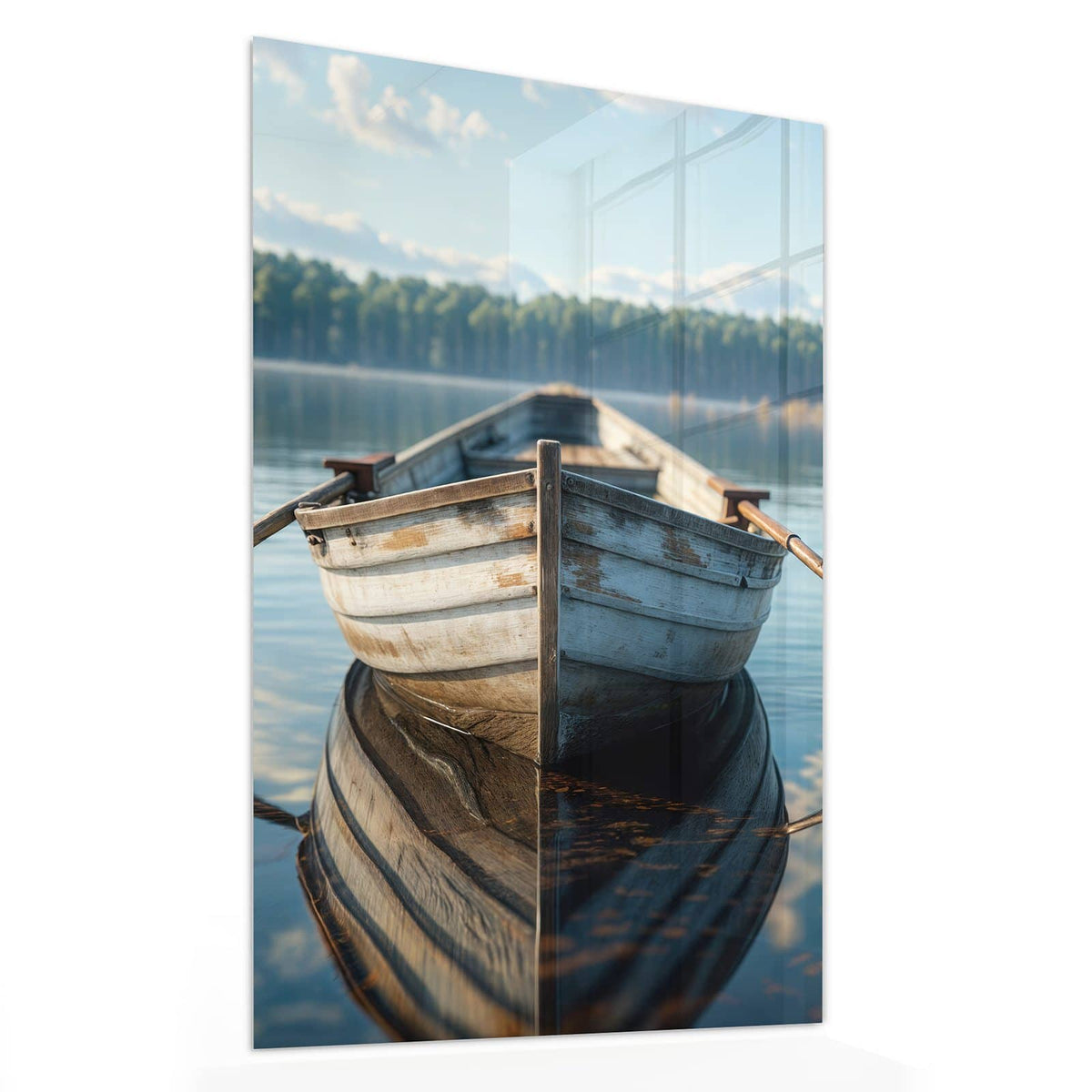 11 Größen – von 30 × 60 bis 60 × 150 cm – Wandbild - Ruderboot am Waldsee - Hochformat