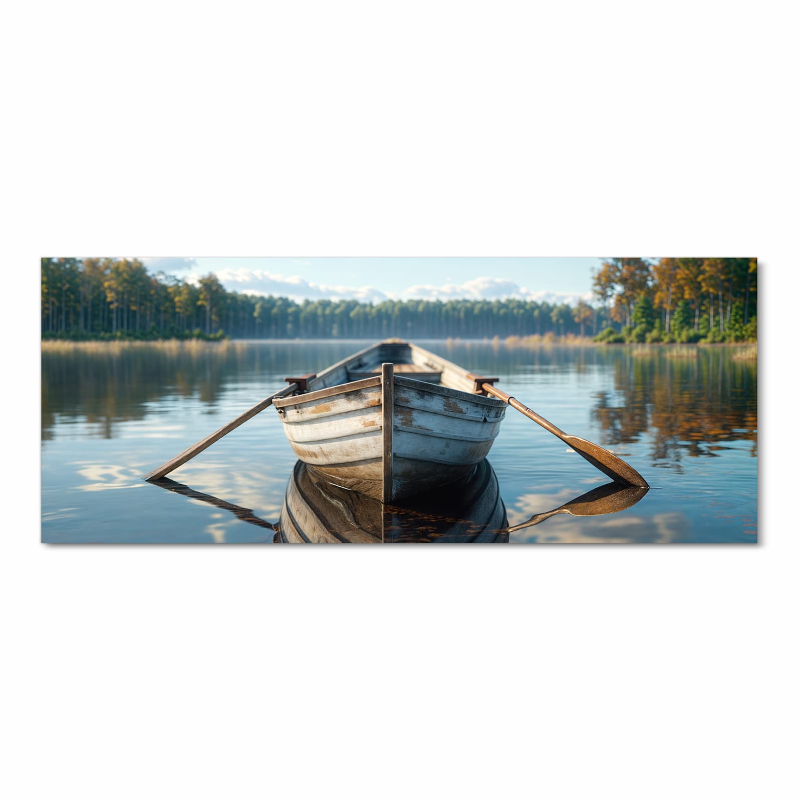 Strapazierfähiger waschbarer Küchenläufer mit Motiv Boot auf See in Frontansicht