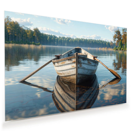 Wandbild mit dem Motiv Ruderboot am Waldsee