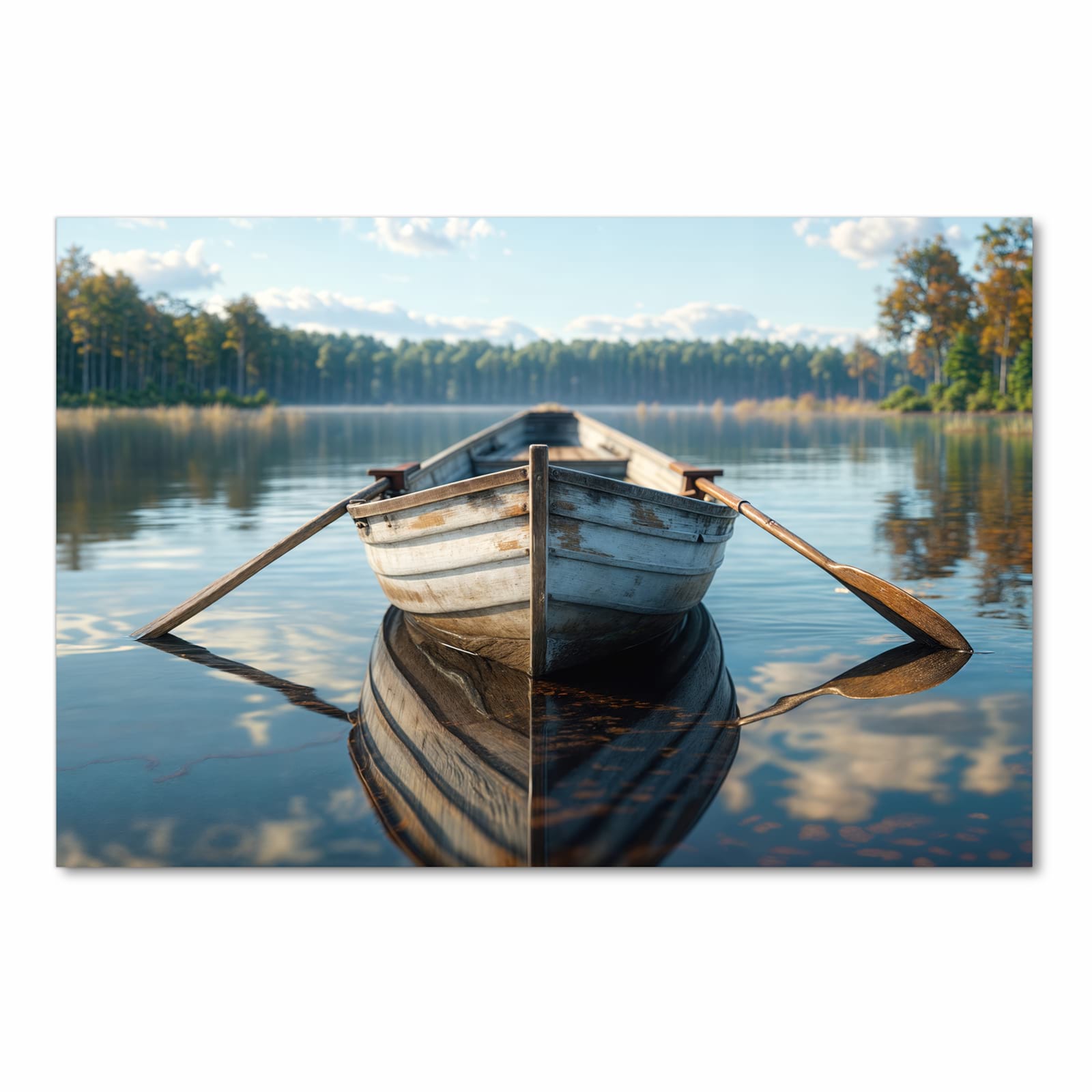 Bodenschonender Küchenteppich mit Motiv Boot auf See in Frontansicht