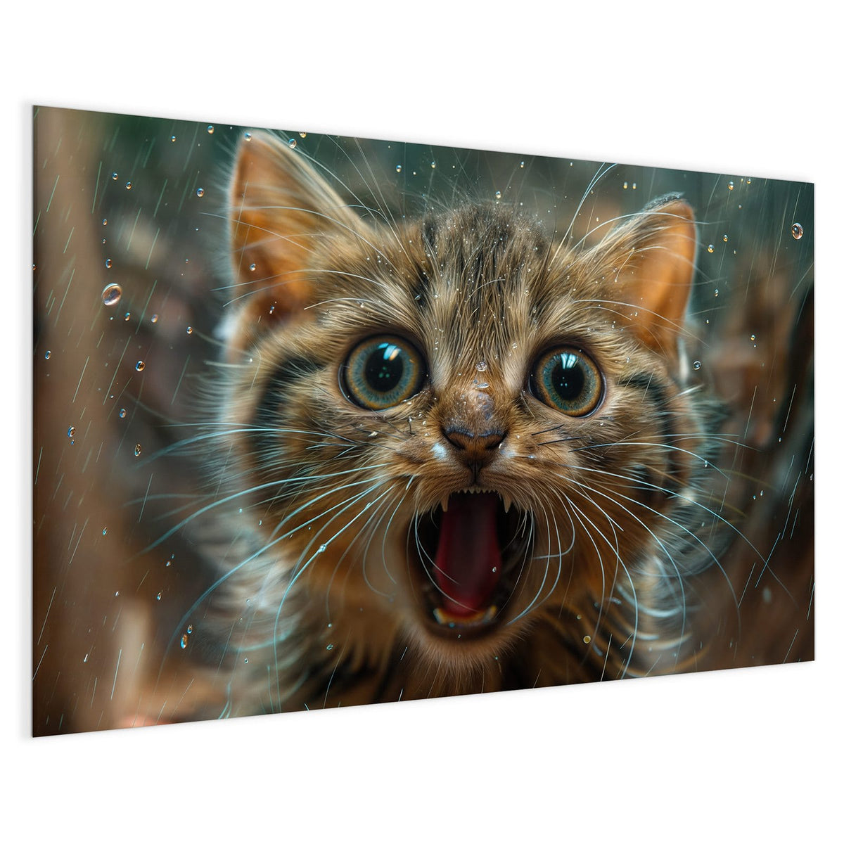 4 mm Glas statt lackiertem Blech – Magnettafel - Miauendes Kätzchen