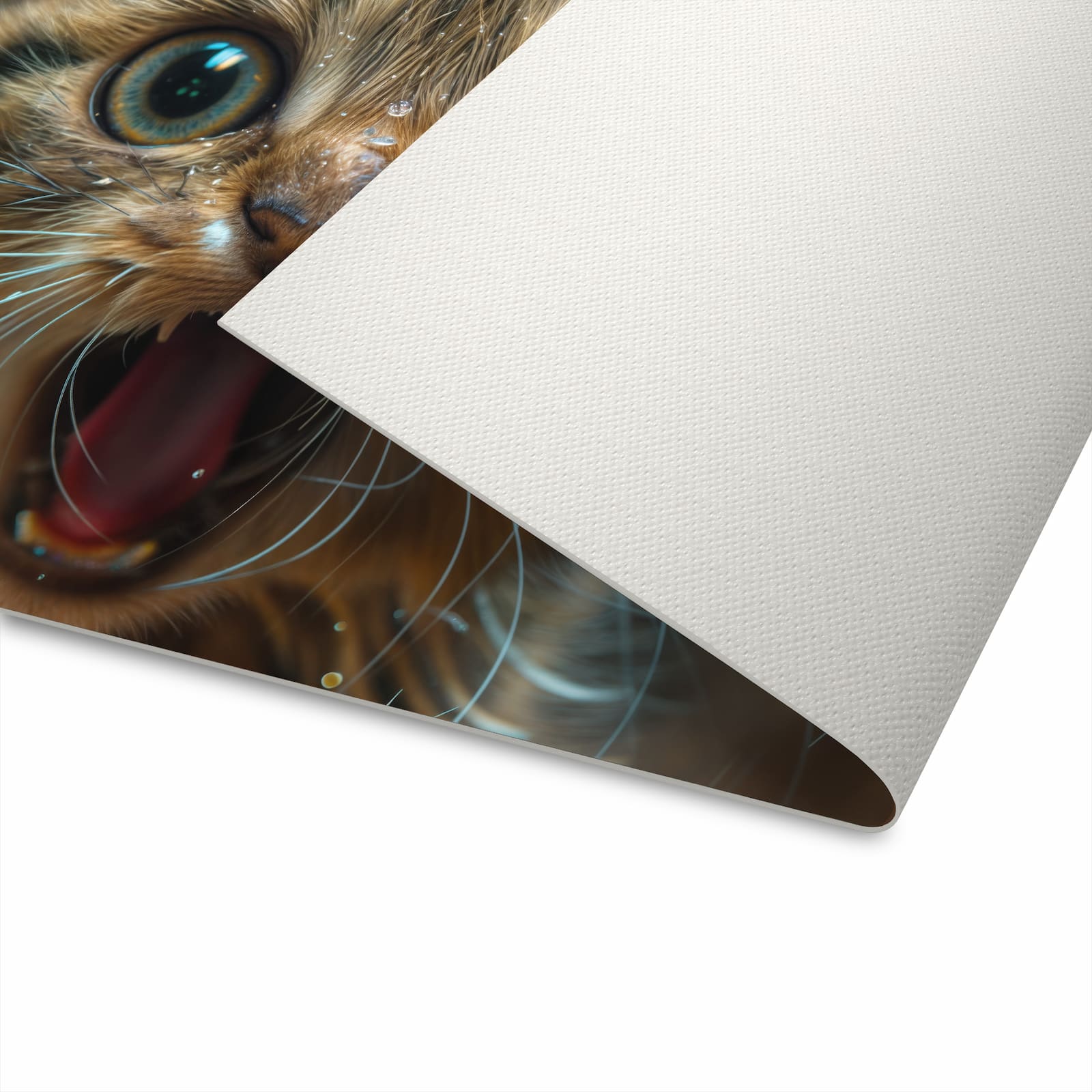 Komfortabler moderner Küchenläufer mit Motiv Nasse Katze für angenehmes Stehen