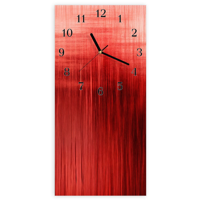 Wanduhr Rote Textur aus Glas – Hochformat 30 × 60 cm mit Ziffernblatt Klassisch