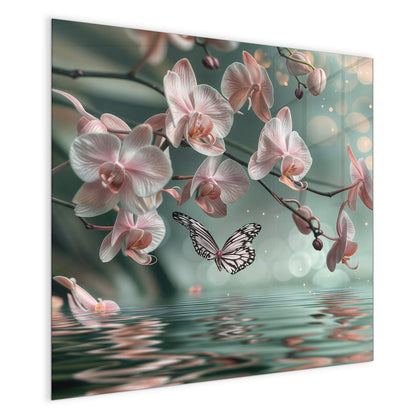 Magnettafel mit dem Motiv Orchidee am Wasser