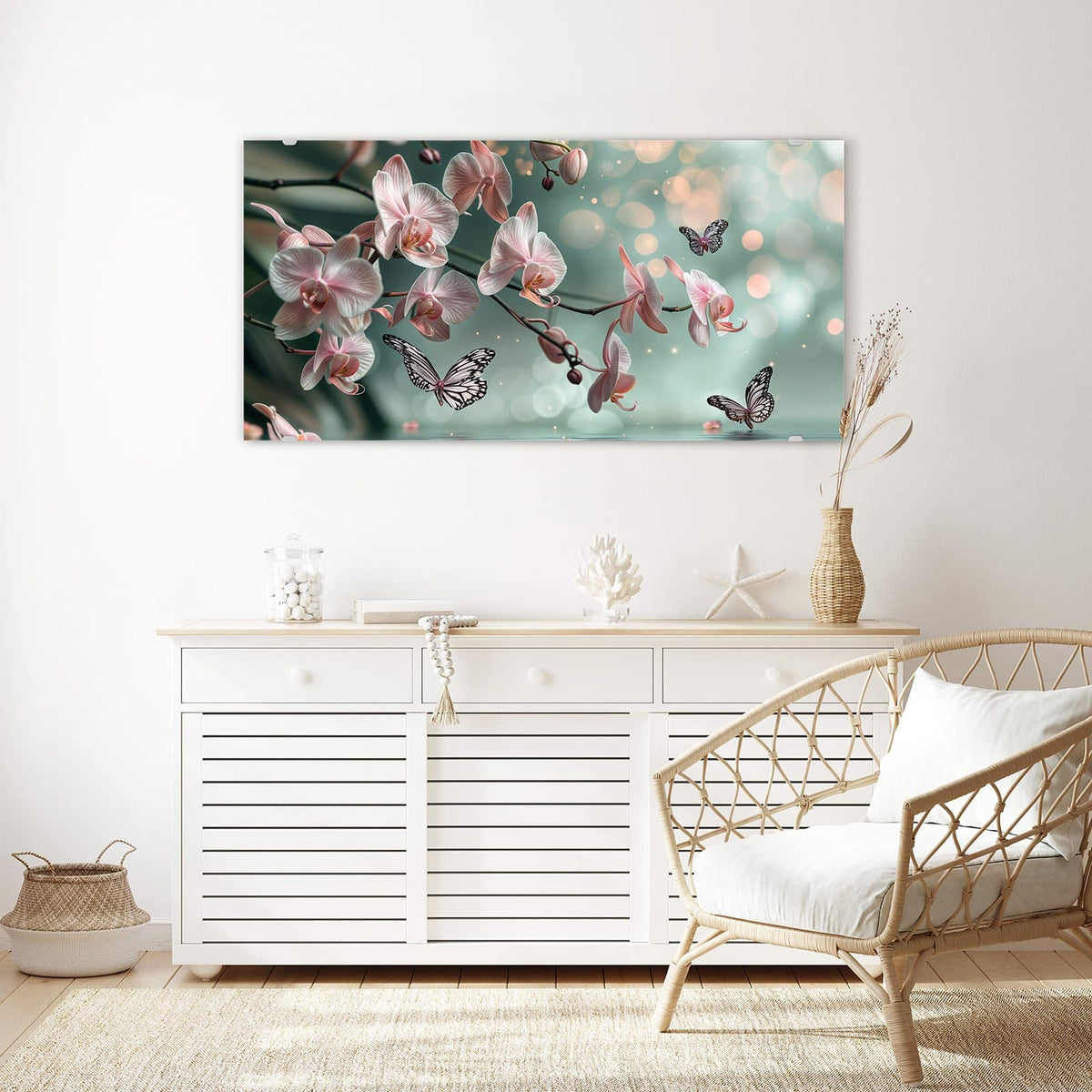 Echtglas, 4 mm – kein Acryl, keine Folie – Wandbild - Orchidee am Wasser - Querformat