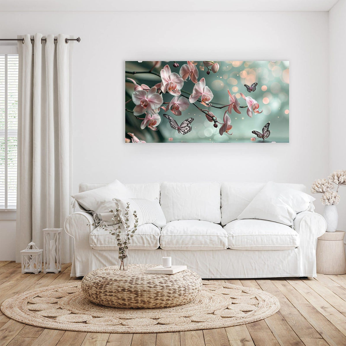 Wandbild - Orchidee am Wasser - Querformat – Orchidee über stillem Wasser