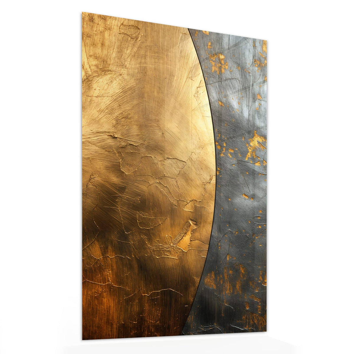 11 Größen – von 30 × 60 bis 60 × 150 cm – Wandbild - Goldbogen auf Grau - Hochformat