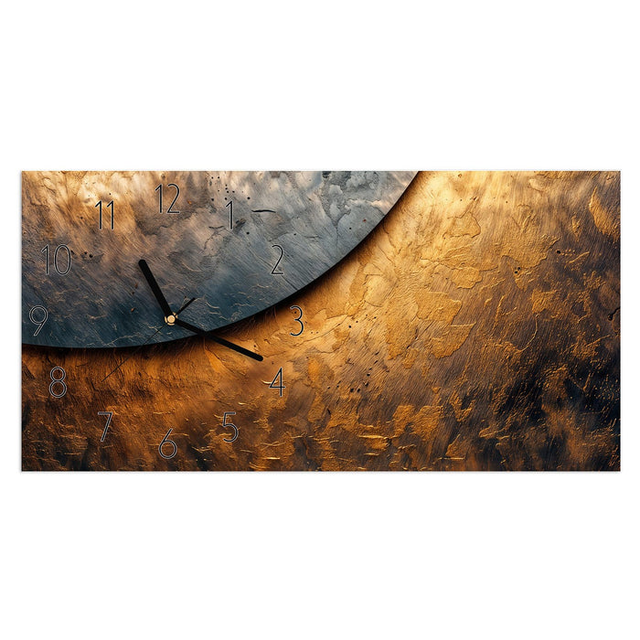 Wanduhr Abstraktes Metall aus Glas – Querformat 60 × 30 cm mit Ziffernblatt Elegant