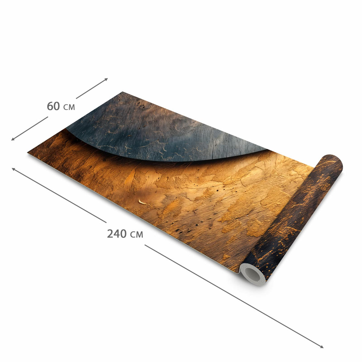 Abriebfester rutschfester Küchenteppich mit Motiv Abstraktes Metall in der Grösse 60x240 cm