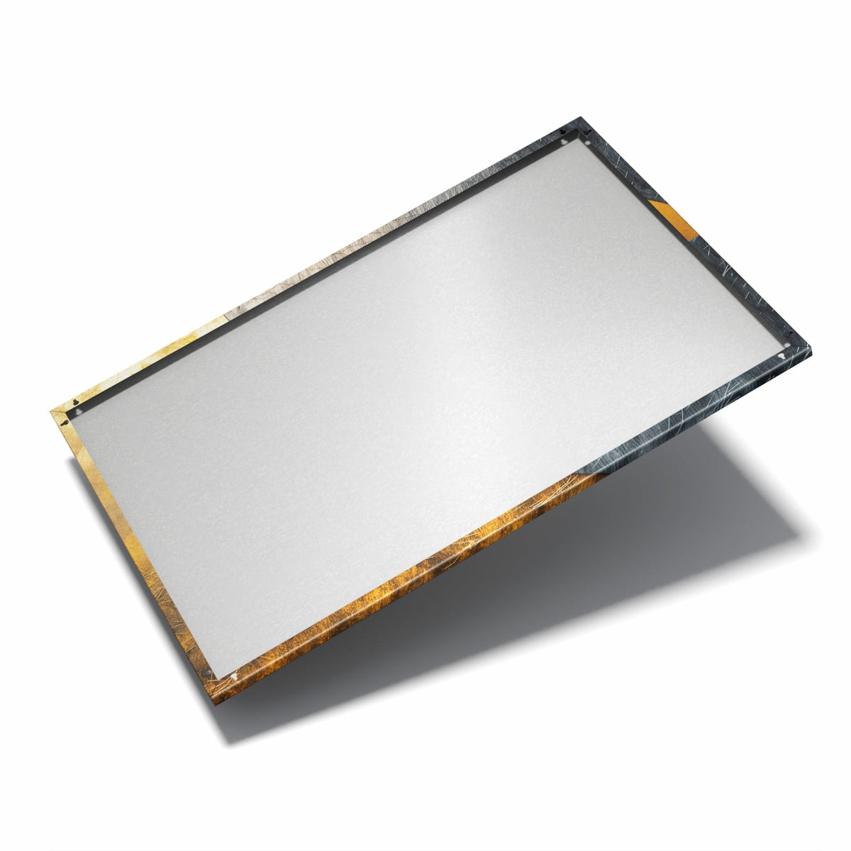 Nur 7 mm – liegt eng an der Wand – Metall Magnettafel - Kreise in Gold und Grau