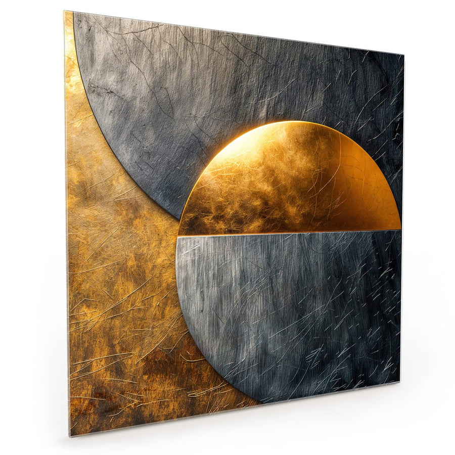 Maße Küchenrückwand Kreise in Gold und Grau aus Glas