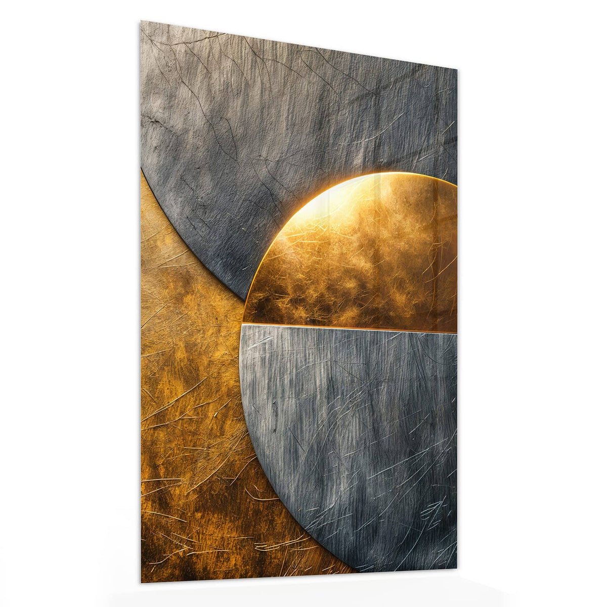 11 Größen – von 30 × 60 bis 60 × 150 cm – Wandbild - Kreise in Gold und Grau - Hochformat