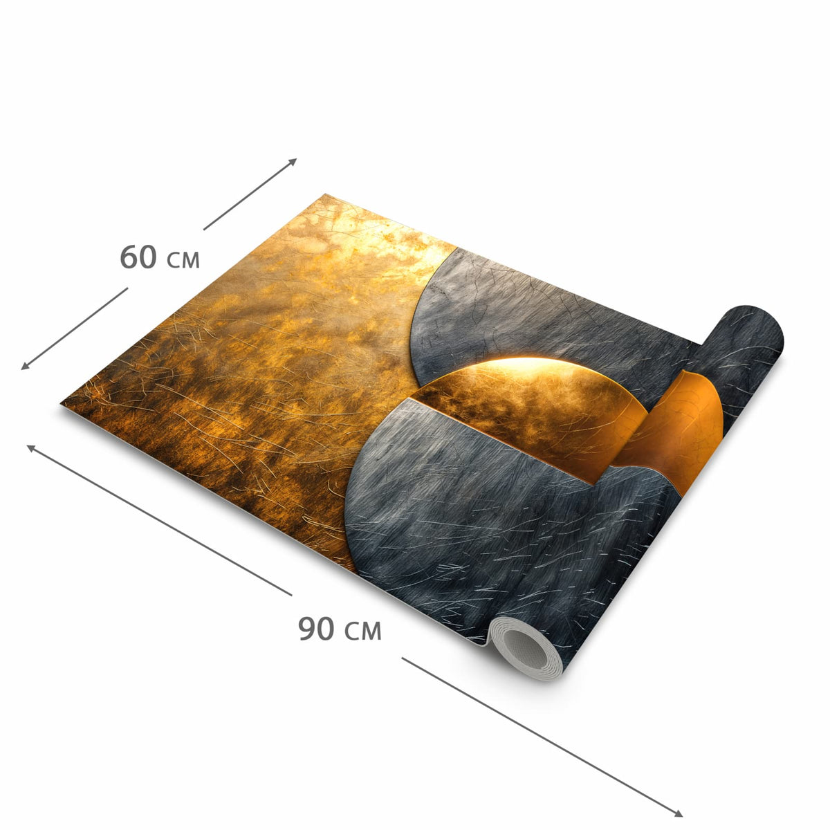 Rutschfester dünner Teppich mit Motiv Kreise von Abstrakte in der Grösse 60x240 cm