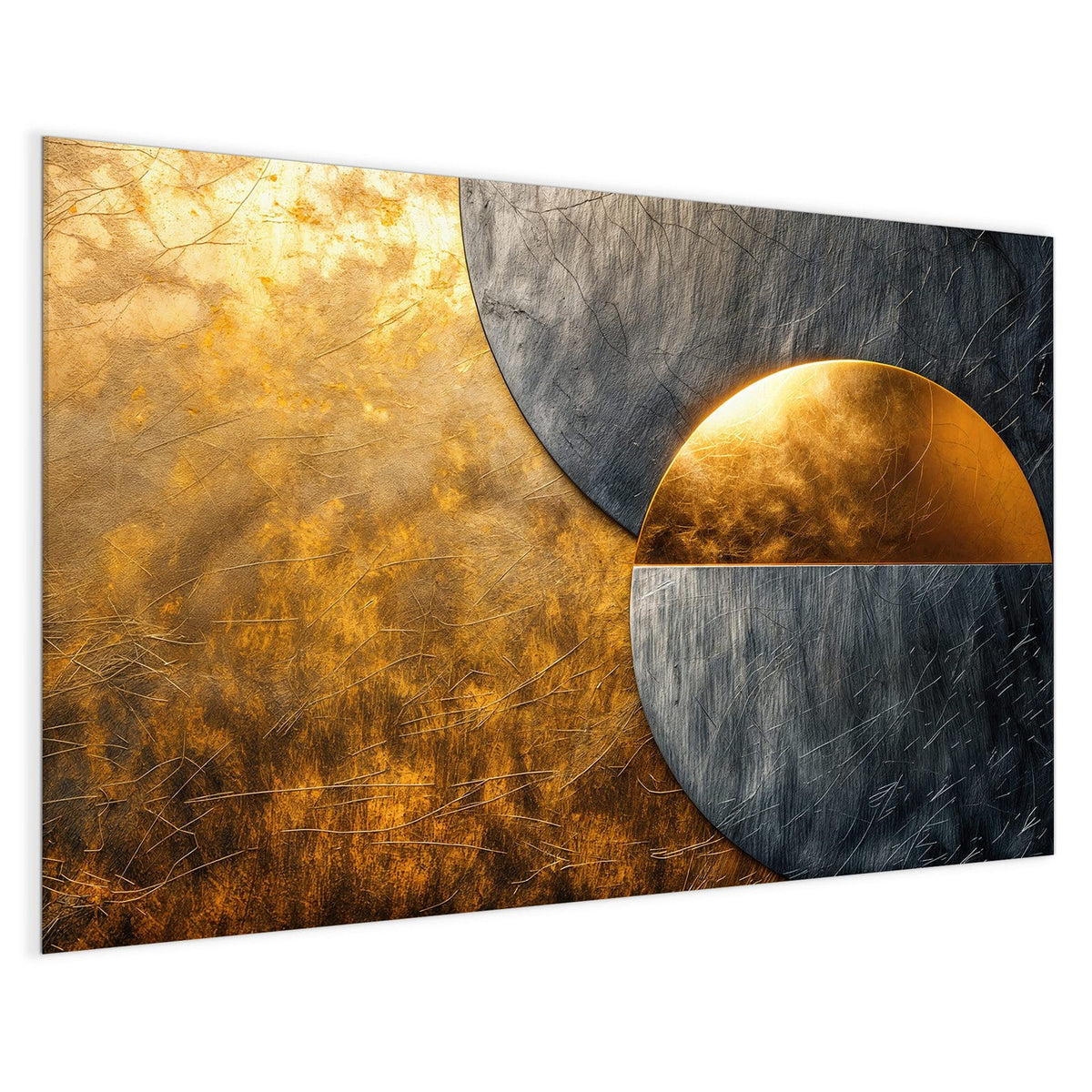 4 mm Glas statt lackiertem Blech – Magnettafel - Kreise in Gold und Grau