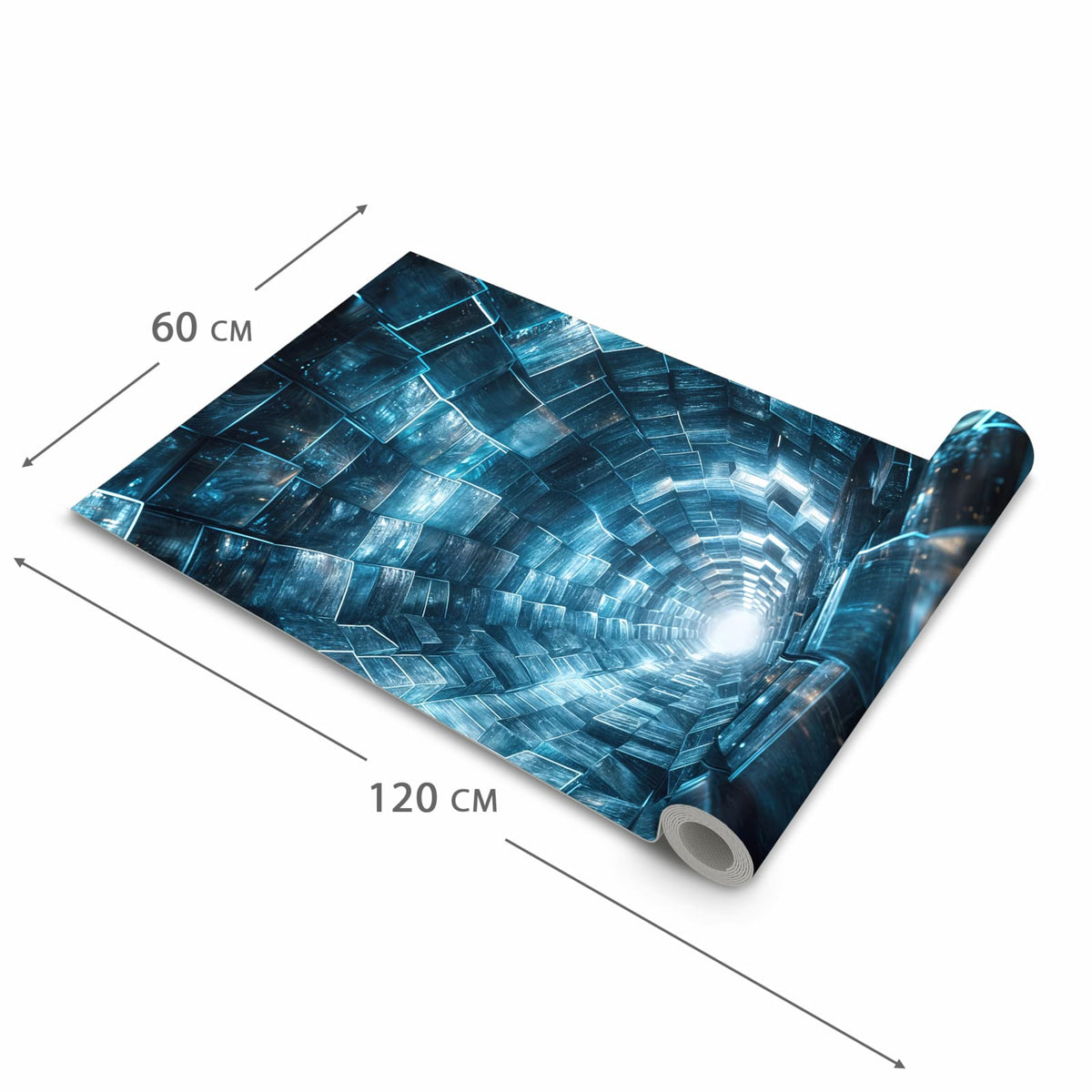 Geräuschdämpfender Teppich für die Küche mit Motiv Futuristischer Tunnel in der Größe 60x180 cm