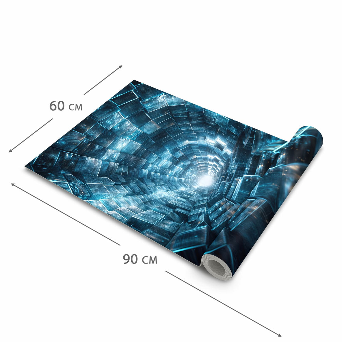 Schmutzabweisender Küchenteppich mit Motiv Futuristischer Tunnel in der Grösse 60x180 cm