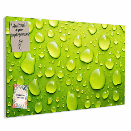 Metall Magnettafel mit dem Motiv Tropfen auf Grün