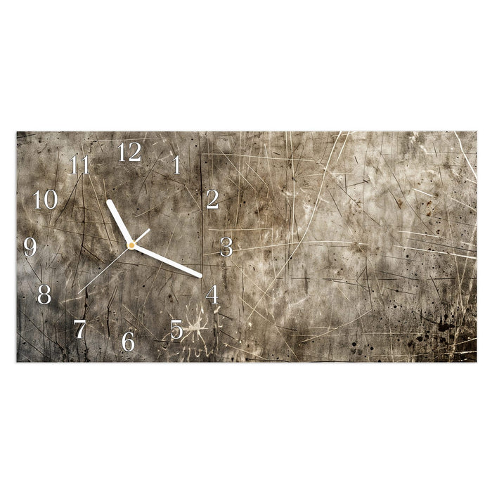 Wanduhr Abstrakte Kratzstruktur aus Glas – Querformat 60 × 30 cm mit Ziffernblatt Klassisch