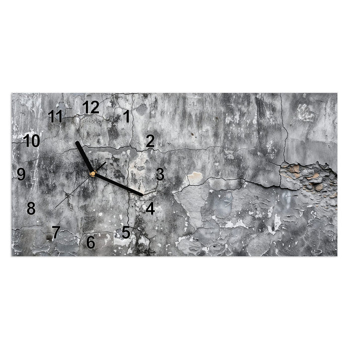 Wanduhr Gealterte Wandoberfläche aus Glas – Querformat 60 × 30 cm mit Ziffernblatt Modern