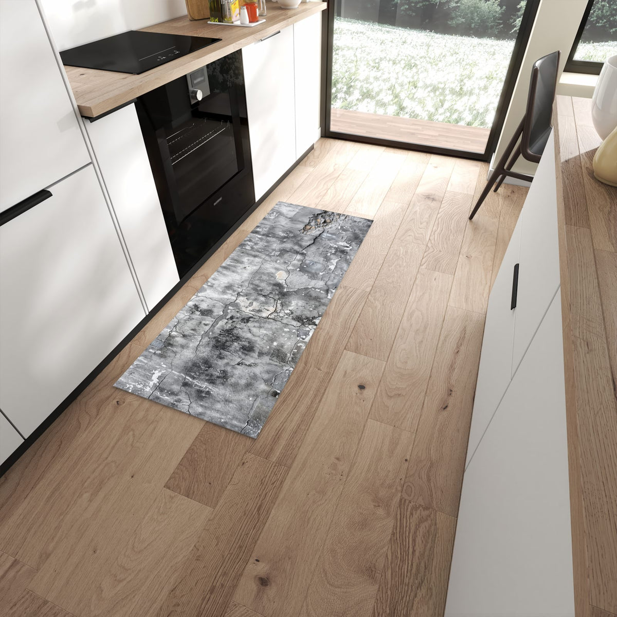 Komfortabler Küchenteppich mit Motiv Gealterte Wandoberfläche in moderner Küche #grösse_60 x 150 cm