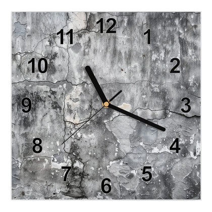 Wanduhr Quadratisch mit dem Motiv Grauer Putz mit Rissen