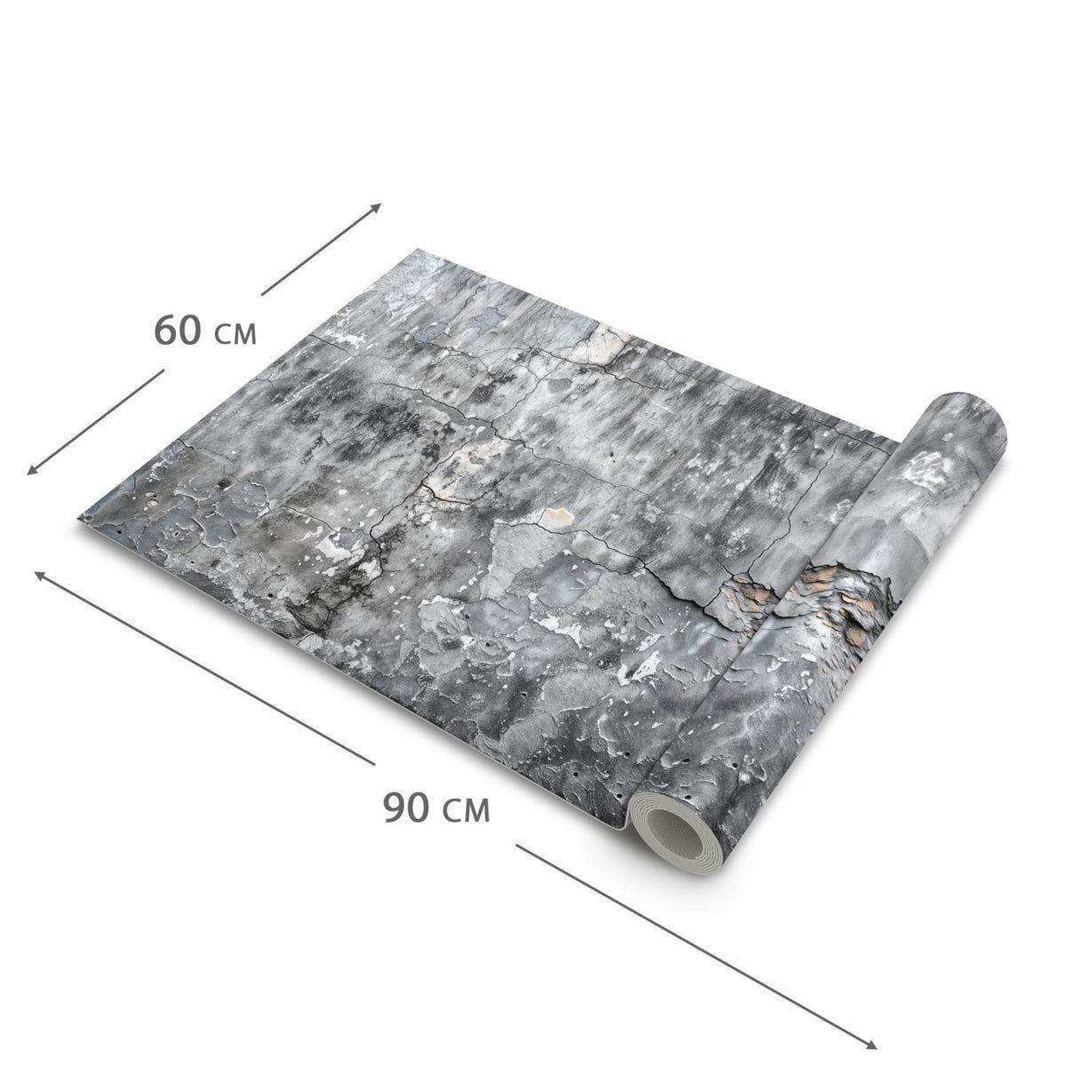 Bodenschonender waschbarer Teppich fürs Esszimmer mit Motiv Gealterte Wandoberfläche in der Grösse 60x150 cm